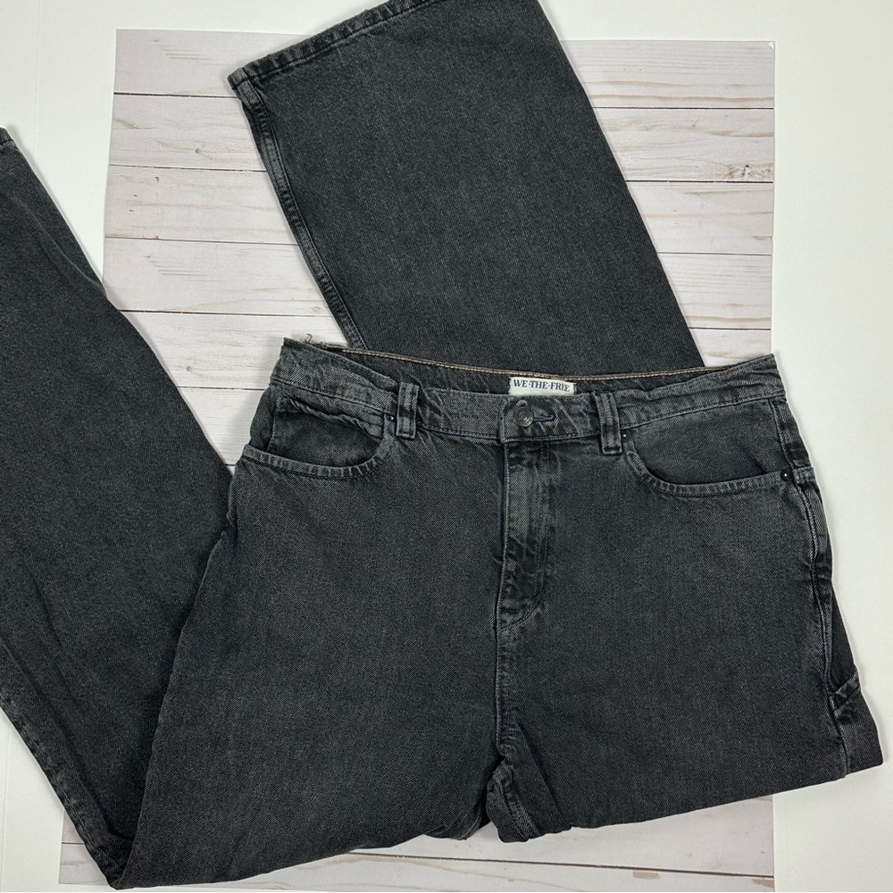 WE THE FREE Tinsley Baggy Mid Rise Straight leg black denim jeans - size 31 - Picture 4 of 9